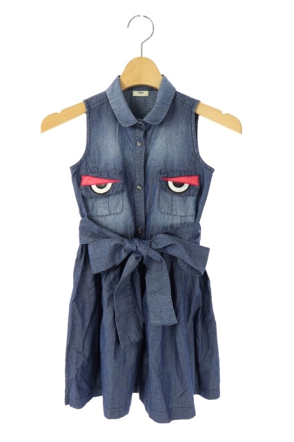 フェンディ FENDI バグズモンスターデニムワンピース ひざ丈 ベルト  