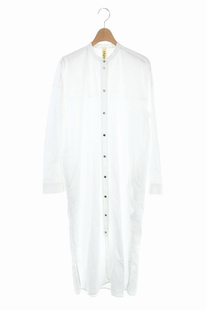 ナゴンスタンス Nagonstans ss ノーカラーロングシャツワンピース 長袖 38 白 Ys Os レディース 170 ベクトルパーク