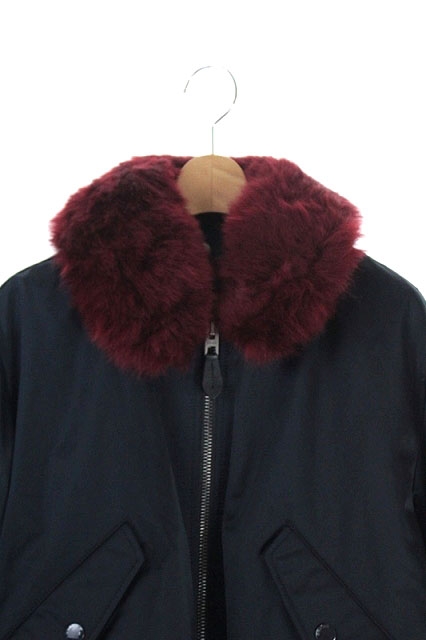 コーチ COACH ファー付きMA-1ブルゾン ジャケット ジップアップ XS 紺 