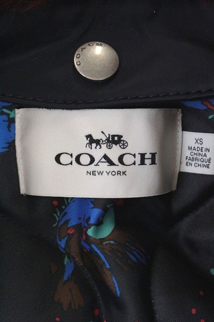 コーチ COACH ファー付きMA-1ブルゾン ジャケット ジップアップ XS 紺 