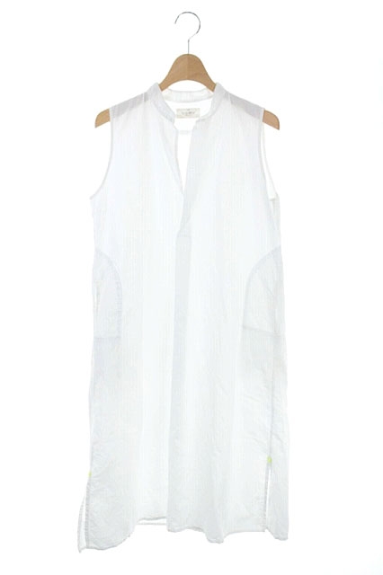 ドーサ Dosa スキッパー ノースリーブ シャツワンピース 台形 膝丈 サイドスリット 1 白 Os レディース 170 ベクトルパーク