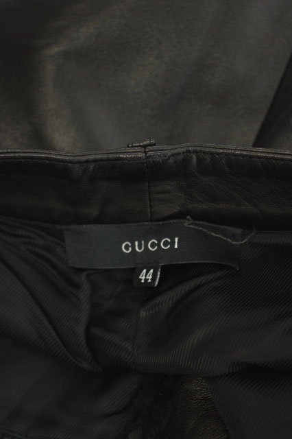 グッチ GUCCI レザーパンツ テーパード 44 黒 /KN □OS メンズ
