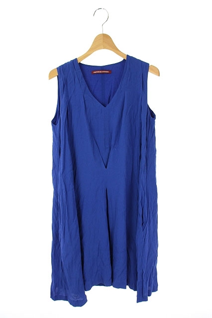 コントワーデコトニエ Comptoir Des Cotonniers ノースリーブワンピース フレア タック ミニ Vネック 7 青 Os レディース 170 ベクトルパーク