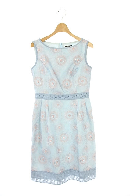 トッカ Tocca Summer Fling ドレス 花柄 刺繍 ワンピース ノースリーブ タイトタック 膝丈 ボートネック 0 水色 ピンク Os レディース 170 ベクトルパーク