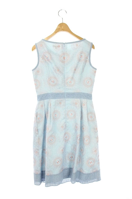 トッカ Tocca Summer Fling ドレス 花柄 刺繍 ワンピース ノースリーブ タイトタック 膝丈 ボートネック 0 水色 ピンク Os レディース 170 ベクトルパーク