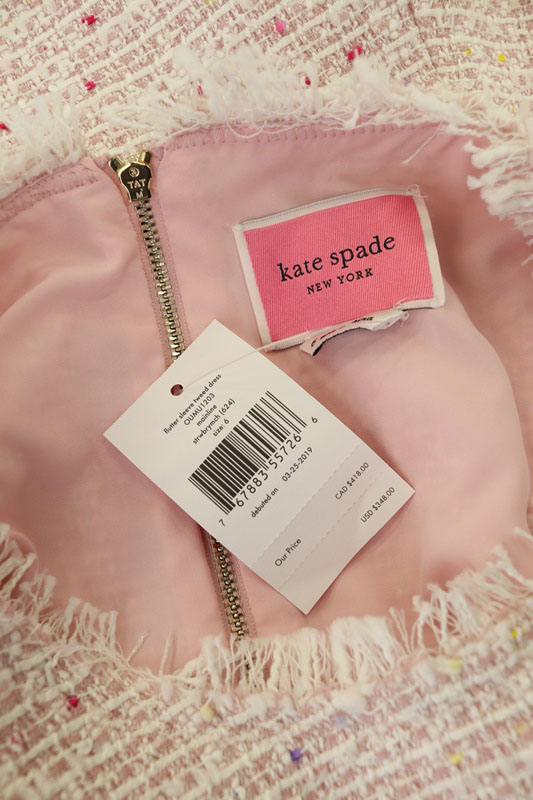 ケイトスペード KATE SPADE ツイードワンピース 半袖 台形 ミニ クルー 