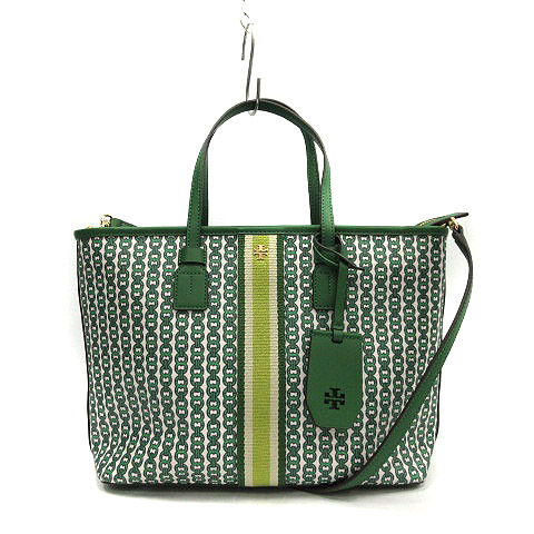 トリーバーチ Tory Burch バッグ トート ショルダー 2way Gemini Link Canvas Small Tote チェーン柄 緑色 グリーン Yo23 Sh レディース 170 ベクトルパーク