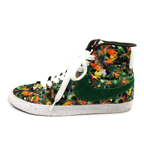 ナイキ Nike スニーカー ハイカット 総柄 Blazer Mid Prm Vntg Qs ブレザー Mid プレミアム ビンテージ クイックストライクス 24 緑 グリーン 6322 Sr レディース 170 ベクトルパーク