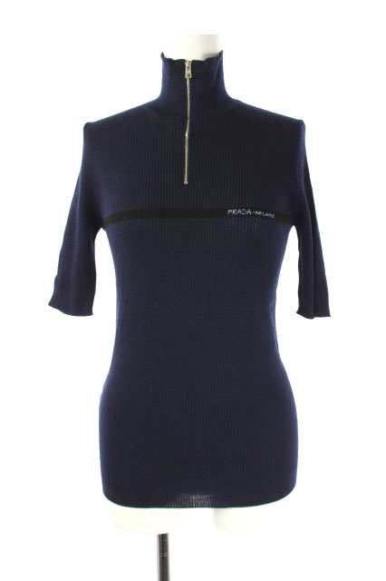 プラダ PRADA 19SS ロゴデザインハイネックハーフジップニット  