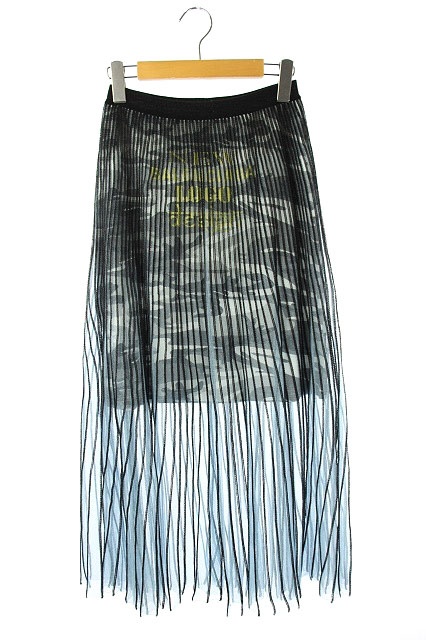 バレンシアガ Balenciaga ロゴプリントシースルーフレアロングスカート 34 水色 黒 Kn Os レディース 170 ベクトルパーク