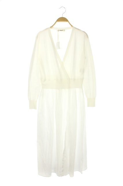 エルマフロディット Hermaphrodite 異素材 ロングカーディガン ワンピース カシュクール 長袖 フレア 2 白 Os Sh レディース 170 ベクトルパーク