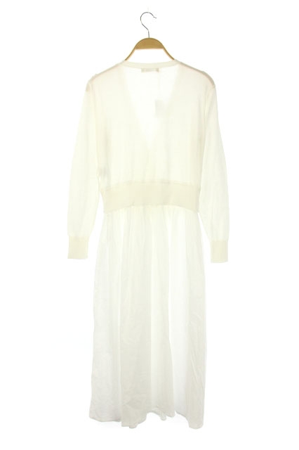 エルマフロディット Hermaphrodite 異素材 ロングカーディガン ワンピース カシュクール 長袖 フレア 2 白 Os Sh レディース 170 ベクトルパーク