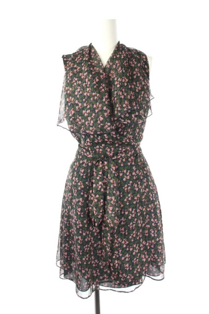 未使用品 アレクサチャン Alexachung 18ss Flowers Ggt Printed ブラウス チュニック シフォン カシュクール 総柄 半袖 8 紺 ピンク 緑 Kn Os レディース 170 402010120773 ベクトルパーク