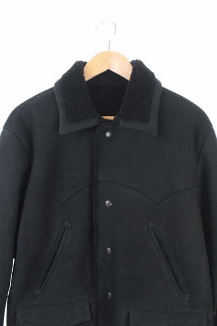 ジャーナルスタンダード トライセクト Journal Standard Trisect 18aw American Mouton ムートンコート 羊革 Sheep Skin ラム ミディアム丈 M 黒 ブラック Es Os メンズ 170 402010140126 ベクトルパーク