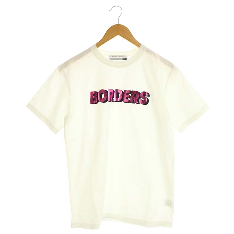 ボーダーズアットバルコニー Borders At Balcony Borders Tee ロゴtシャツ カットソー 半袖 メタリック M 白 ホワイト ピンク Es Os メンズ 170 ベクトルパーク