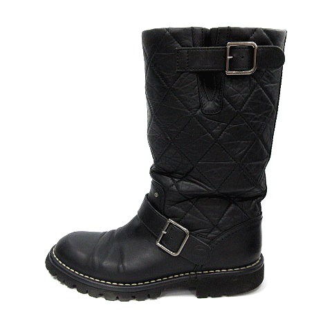 シャネル CHANEL エンジニアブーツ ミドル キルティング マトラッセ 
