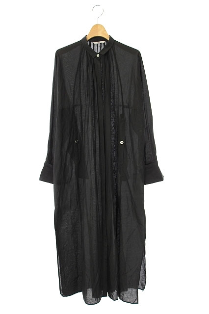 ぺレック Pelleq シルク混シャツワンピース ロング 長袖 スリット 34 黒 ブラック Es Os レディース 170 ベクトルパーク