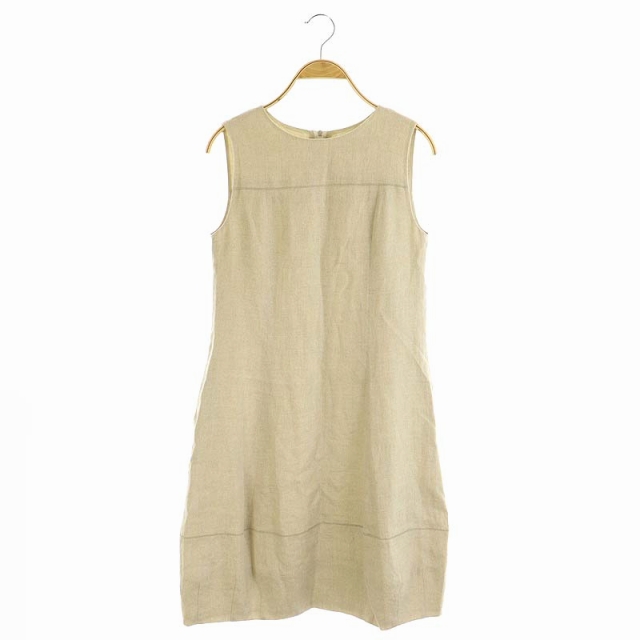 フォクシー Foxey 346 リネンドロップワンピース ひざ丈 ノースリーブ 38 ベージュ Kn Os レディース 170 ベクトルパーク