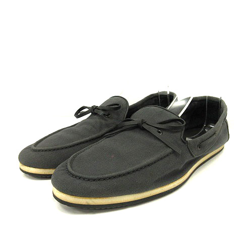 エルメス HERMES デッキシューズ スリッポン キャンバス グレー 42.5 