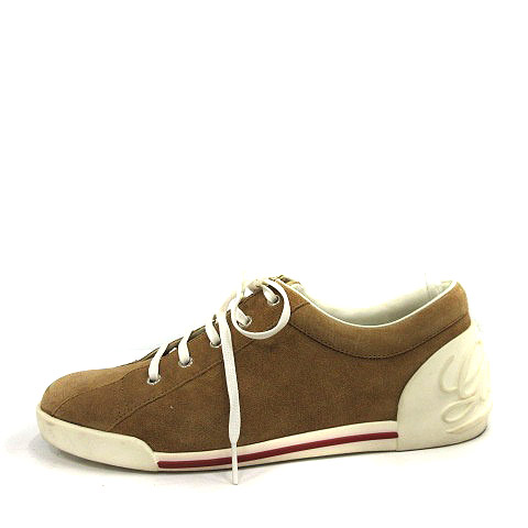 グッチ GUCCI スニーカー ローカット バックロゴ スエード 7 26cm 茶色 