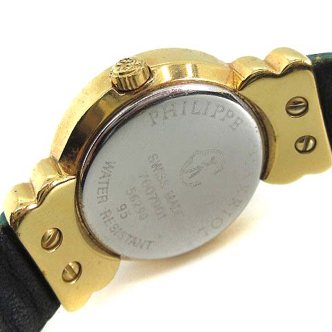 フィリップ シャリオール Philippe Charriol 腕時計 バングルウォッチ サントロペ クォーツ レザー ベルト チェーン ゴールド グリーン K レディース 170 ベクトルパーク