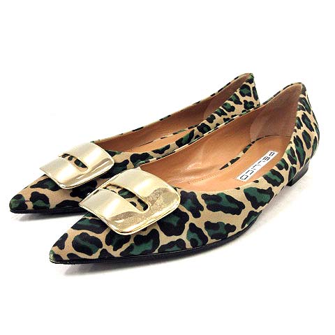 ペリーコ Pellico Anima 10 パンプス ポインテッドトゥ フラットシューズ スエード レオパード柄 ヒョウ柄 37 23 5cm ベージュ 黒 ブラック 緑 グリーン Kx レディース 170 ベクトルパーク