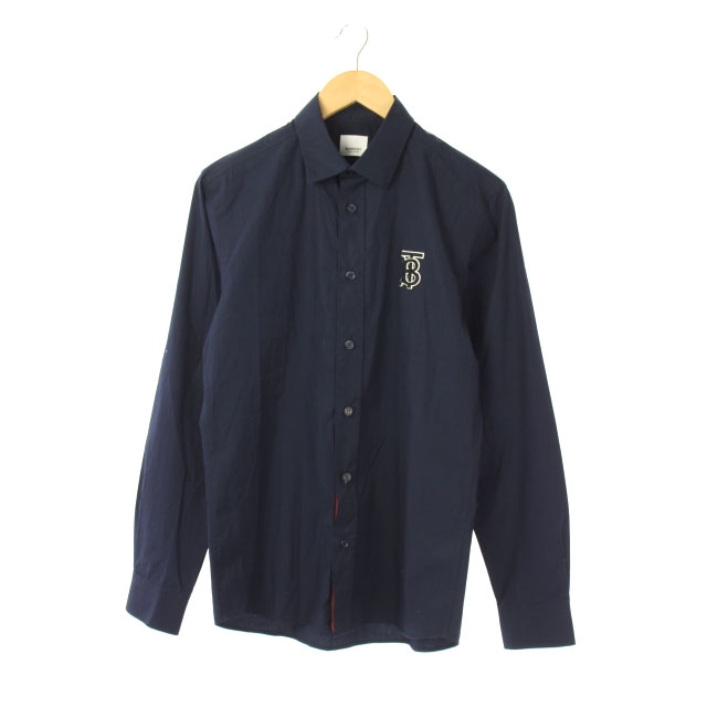 バーバリー BURBERRY LONDON ENGLAND TBロゴ ドレスシャツ 長袖 S 紺  