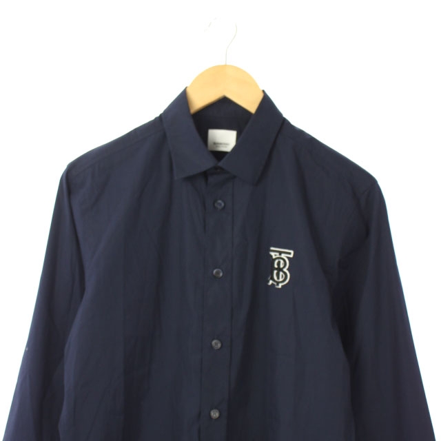 バーバリー BURBERRY LONDON ENGLAND TBロゴ ドレスシャツ 長袖 S 紺 
