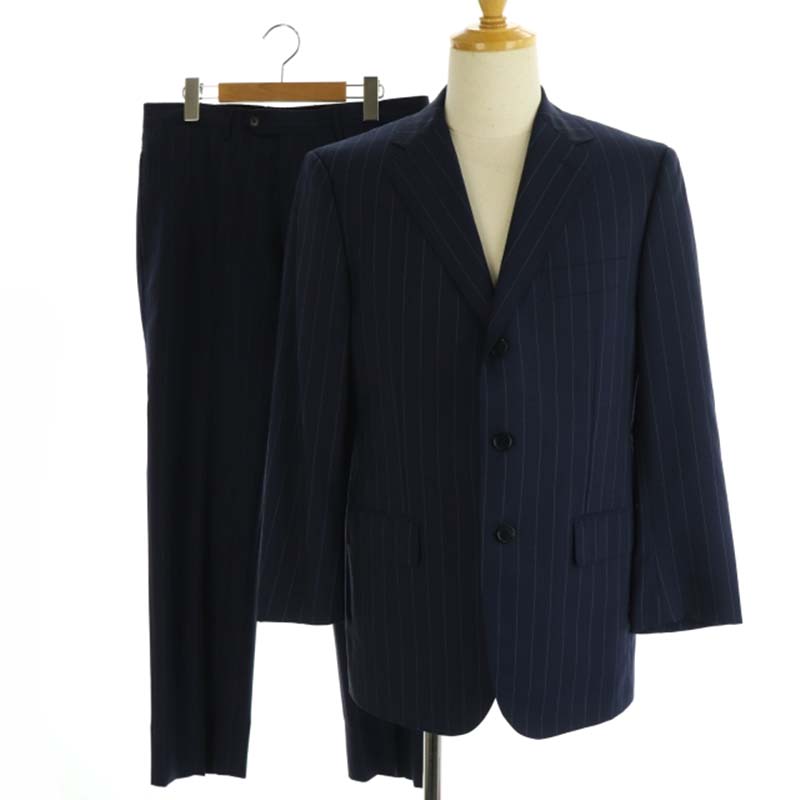 ユナイテッドアローズ A Day In The Life United Arrows ストライプ3bスーツ セットアップ上下 シングル ノータック 48 紺 ネイビー Df Os メンズ 170 ベクトルパーク