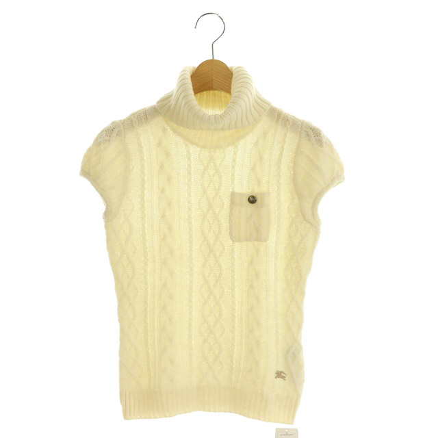 BURBERRY BLUE LABEL タートル　半袖ニット　アイボリー BURBERRY BLUE LABEL タートル半袖ニットアイボリー