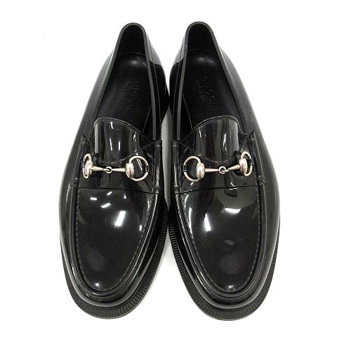 グッチ GUCCI レインシューズ ラバー ホースビット ローファー 8 27cm 