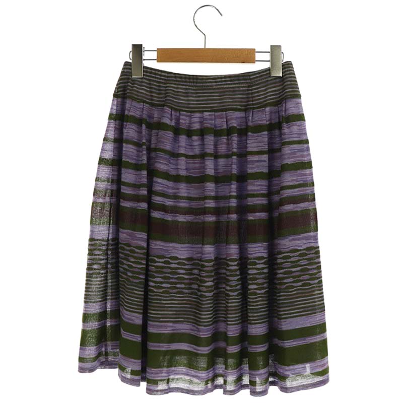 ギャバジンケーティー Gabardine K T ボーダーフレアスカート 膝丈 9 紫 緑 Es Os レディース 170 ベクトルパーク