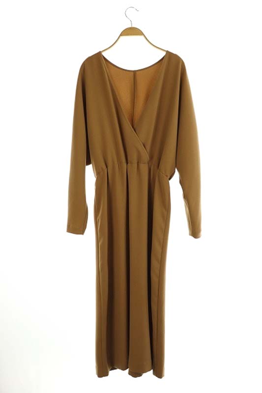 在庫一掃 シー Sea 19aw ダブルフェイス ジョーゼット ドレス ワンピース ロング 長袖 One キャメル Es Os Sh 超激安 Www Iacymperu Org