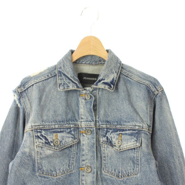 ジーナシス Jeanasis Gジャン ジャケット デニム ダメージ加工 F 青 ブルー Hs Os レディース 170 ベクトルパーク
