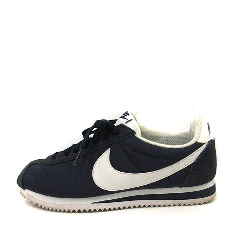 ナイキ Nike スニーカー ローカット クラシック コルテッツ ナイロン Classic Cortez Nylon 24cm 紺 ネイビー 411 Yo21 レディース 170 ベクトルパーク