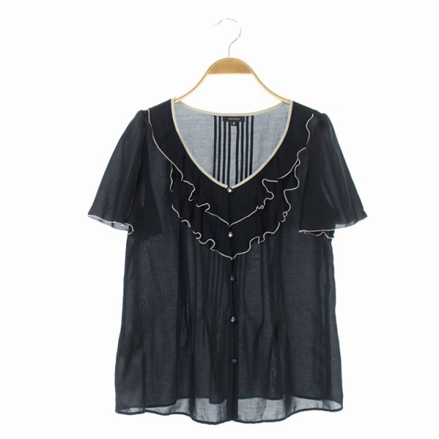 トッカ Tocca 半袖 フリルブラウス 6 黒 ベージュ Mn Os レディース 170 ベクトルパーク