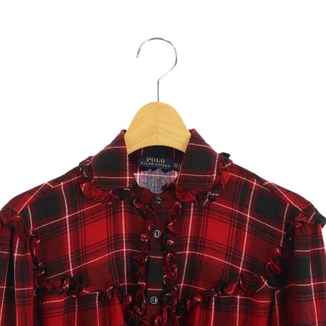 ポロ ラルフローレン POLO RALPH LAUREN フリル付きレーヨン混チェック 