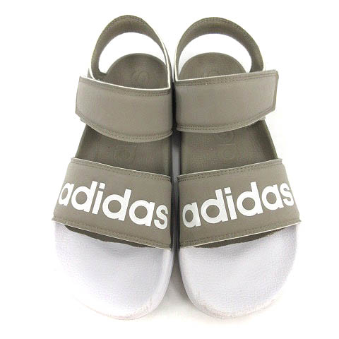 アディダス Adidas サンダル ストラップ ロゴ フラット 23 5 グレージュ 白 ホワイト Sr レディース 170 ベクトルパーク