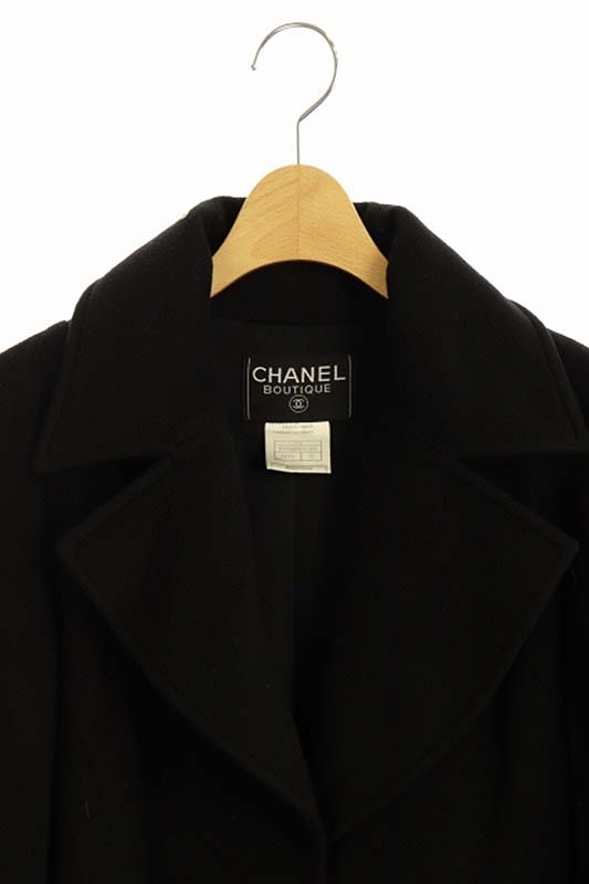 CHANEL ブラック カシミヤロングコート　38サイズ シャネル CHANEL BOUTIQUE カシミヤ ロングコート チェスター