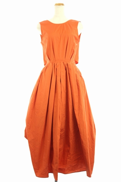 未使用品 アメリヴィンテージ Ameri Vintage 年製 Mediback Open Cotton Dress ワンピース ノースリーブ フレア ギャザー ロング S オレンジ Os レディース 170 ベクトルパーク