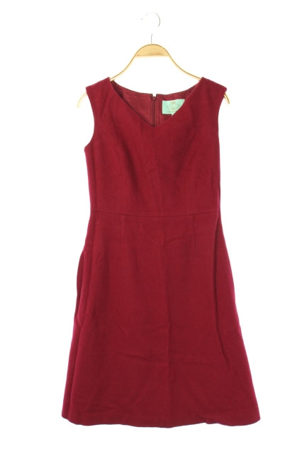 トッカ Tocca ノースリーブ ウール ワンピース 台形 膝丈 Vネック 0 赤 Os Sh レディース 170 ベクトルパーク