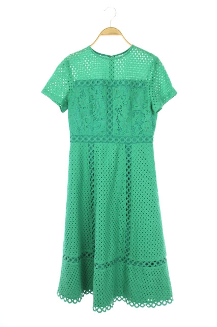 ダイアグラム グレースコンチネンタル Diagram Grace Continental 19ss メッシュレースワンピース フレア ロング 半袖 36 緑 Kn Os レディース 170 ベクトルパーク
