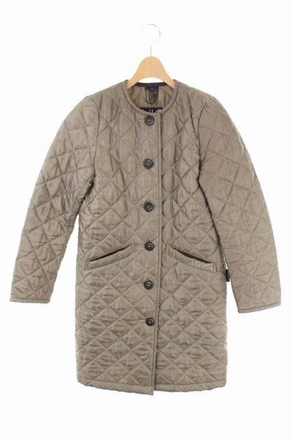 ラベンハム Lavenham ノーカラーキルティングコート ロング 中綿 36 茶 ブラウン Df Os レディース 170 ベクトルパーク