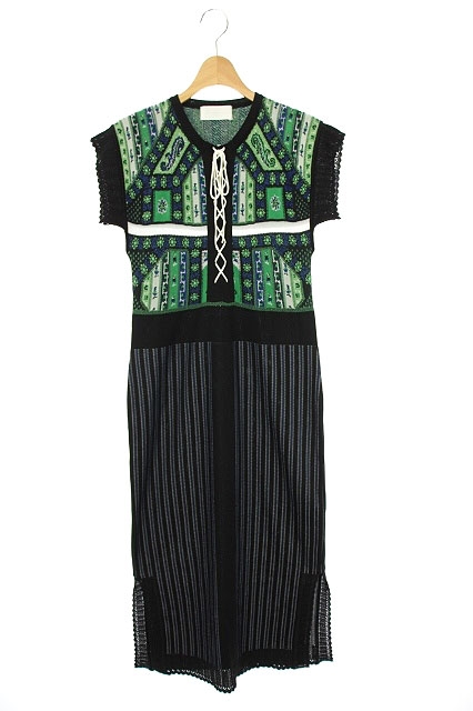 マメクロゴウチ Mame Kurogouchi 総柄 Lace Up Knit Dress ドレス ワンピース ロング ノースリーブ タイト レースアップ 1 黒 緑 紺 Es Os レディース 170 ベクトルパーク マメクロゴウチ Mame Kurogouchi 総柄 Lace Up Knit Dress ドレス ワンピース ロング ノースリーブ タイト レースアップ 1 黒 緑 紺 Es Os レディース 170 ベクトルパーク