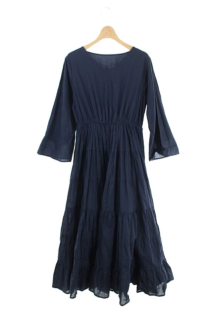 グリーンレーベルリラクシング ユナイテッドアローズ Green Label Relaxing マキシ丈ティアードワンピース 長袖 紺 Kn Os レディース 170 ベクトルパーク