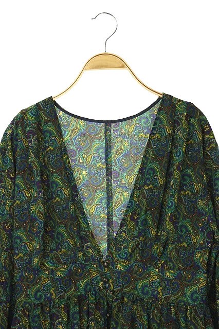 グリーンレーベルリラクシング ユナイテッドアローズ Green Label Relaxing Fm ペイズリーマキシ ワンピース 総柄 Vネック 長袖 緑 Kn Os レディース 170 ベクトルパーク