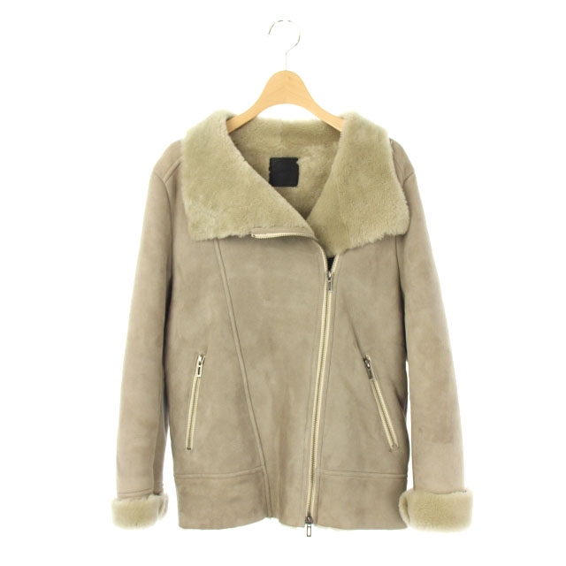 ドメニコアンドサヴィオ Domenico Savio ムートンライダースジャケット スウェード ジップアップ 38 ベージュ Kn Os レディース 170 ベクトルパーク