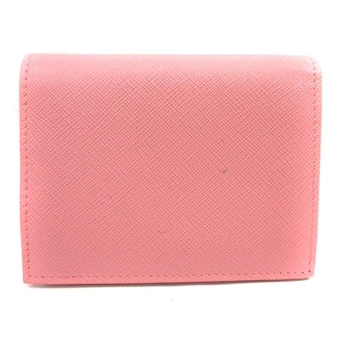 プラダ PRADA 財布 二つ折り ロゴ サフィアーノレザー ピンク /SR □OH