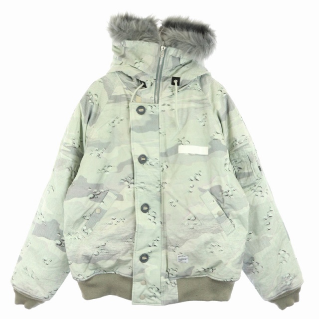 マジックスティック Magic Stick 18aw Lux Type N 2b カモフラ フライトジャケット ブルゾン 中綿 フード 総柄 Xl ライトグリーン グレー Es Os メンズ 170 ベクトルパーク