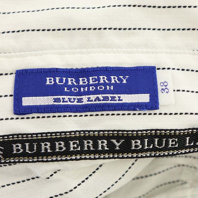 バーバリーブルーレーベル Burberry Blue Label 半袖ストライプシャツワンピース ミニ 38 白 ホワイト Df Os レディース 170 ベクトルパーク